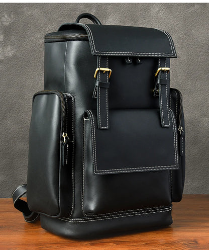 Vintage Crazy Horse Genuine Leather Backpack Men Leather Bagpack Climbing Rucksack male Large Hiking Backpack M814