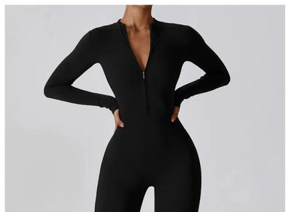 One-piece Sports Training Jumpsuit Women's Long Sleeve Tight Hip-highlighting Bodysuit Gym Clothing Sexy Dance Exercise Tights Badiee Stylez