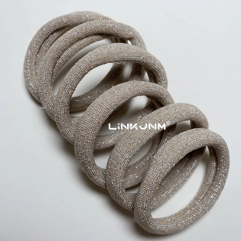 6PCS Women Glitter Hair Scrunchies Girls Elastic Hair Rubber Bands Hair Holder/Gum Hair Accessories Ponytail Hair Holders Badiee Stylez