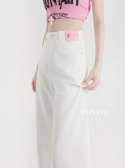 New Summer Soft Lyocell Jeans Women Blue Khaki White High Waist Straight Thin Wide Leg Denim Pants Y2k Loose Female Clothing 2XL