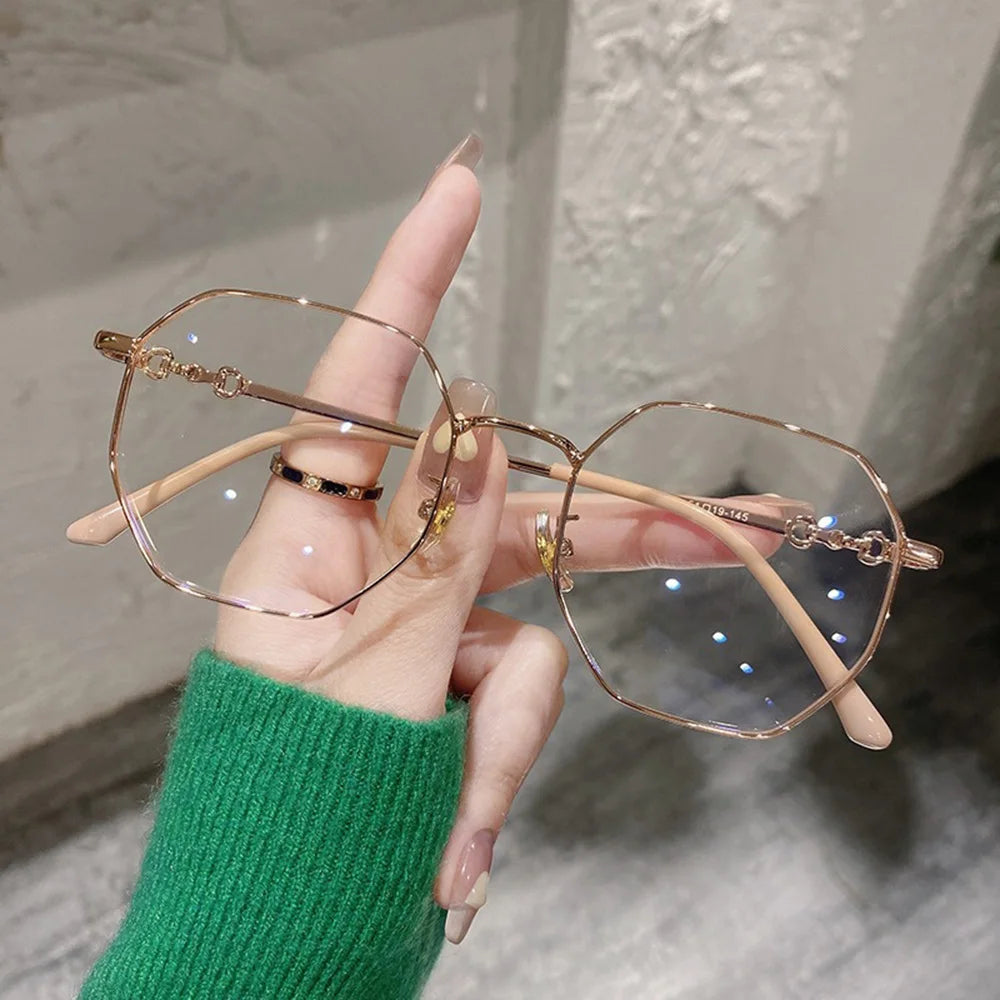 Hot Sale Rose Gold Square Glasses High Quality Anti-Blue Light Flat Glasses HD Durable Transparent Lens Eyewear Fast Shipping