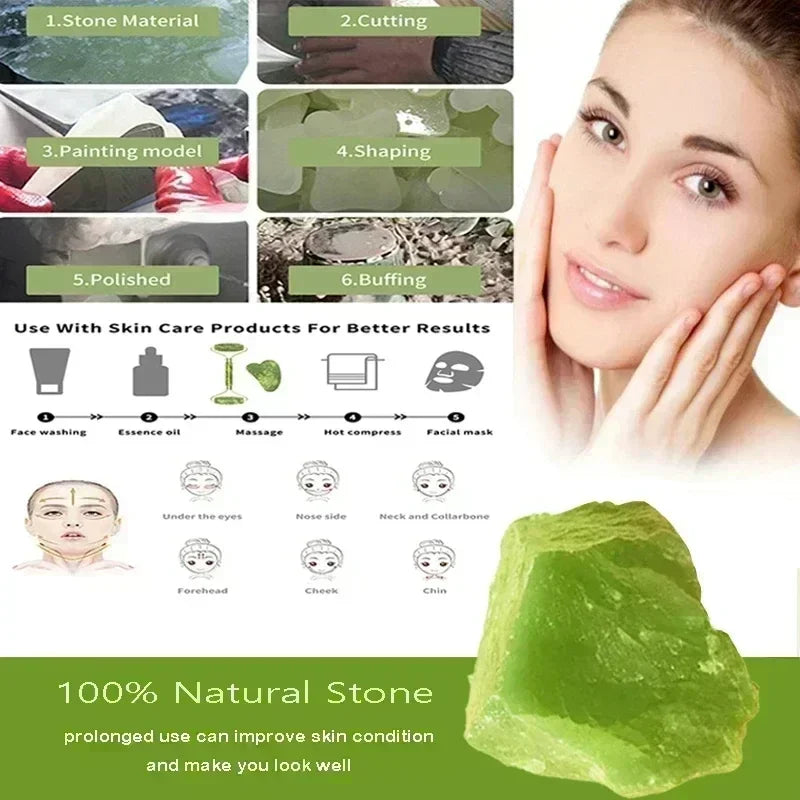 Natural Jade Roller Face Gua Sha Natural Stone Body Neck Massager Acupoint Eye Care Spa Massage Tools Massage Visage Lifting Badiee Stylez