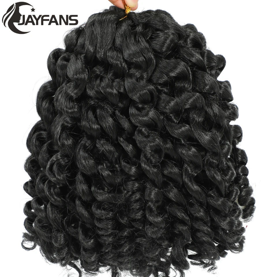 1- 5 Packs 8 inch Jumpy Wand Curl Jamaican Bounce Crochet Hair Natural Black Wand Curls Crochet Hair Short Curly Crochet Braids Badiee Stylez