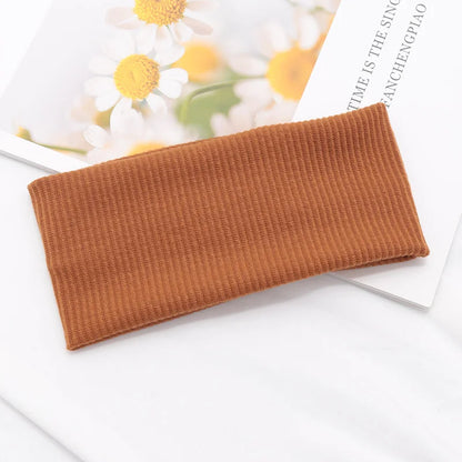 Women Solid Hairband Wide Hair Bands Elastic Headband Makeup Hair Hoop Yoga Vintag Headwrap Hairstyles Fashion Hair Accessories Brown One Size