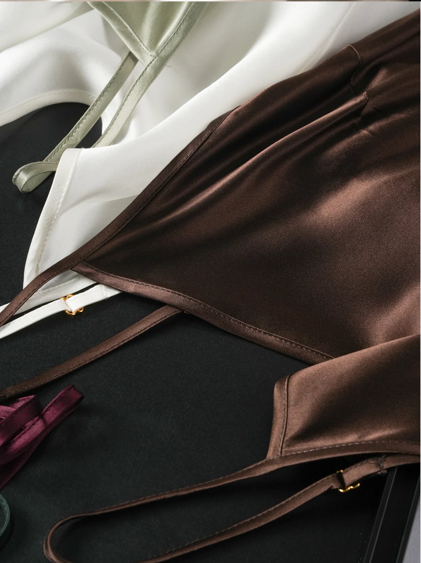 Small Heavyweight 21MM 100% Natural Mulberry Silk Plain Satin French V-neck Diagonal Cut Women's Sexy Solid Suspender Dress Badiee Stylez