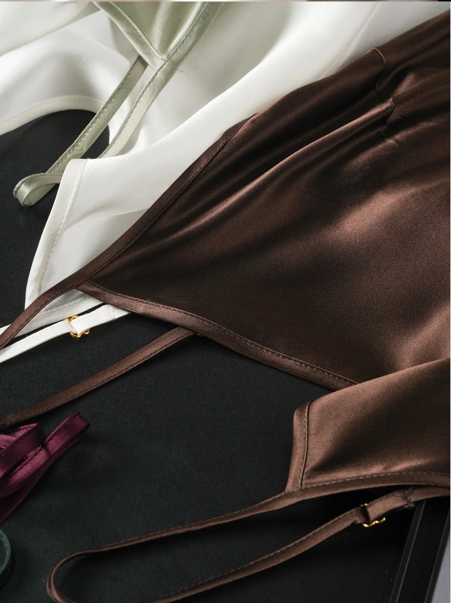 Small Heavyweight 21MM 100% Natural Mulberry Silk Plain Satin French V-neck Diagonal Cut Women's Sexy Solid Suspender Dress Badiee Stylez