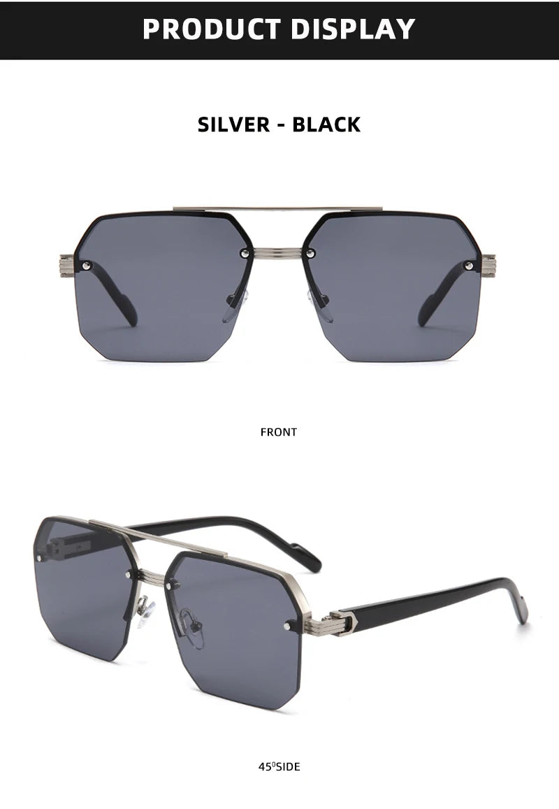 Fashion Half Frame Sunglasses Men Women Classic Big Business Sun Glasses Male Trendy Driving Shades