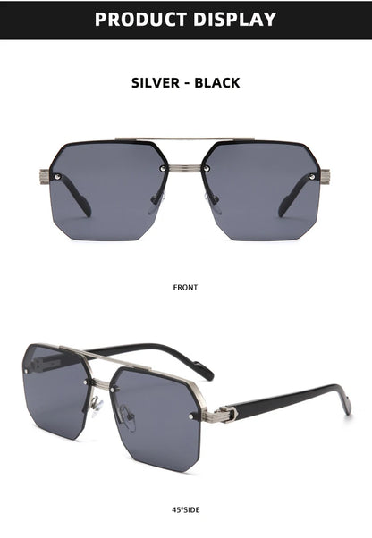 Fashion Half Frame Sunglasses Men Women Classic Big Business Sun Glasses Male Trendy Driving Shades