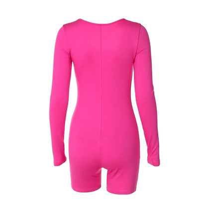 Sports Fitness Black Playsuits Women Autumn New Fashion Skinny Long Sleeves Solid Rompers Bodycon Casual Streetwear Sexy Overall