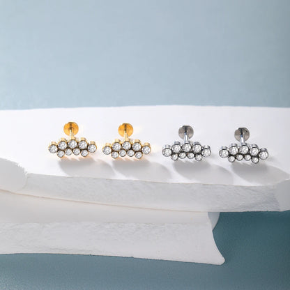 PVD Titanium PIERC Labret Stud Double CZ Paved Ear Cartilage Tragus Helix Earrings Lip Ring Daith Piercing Gift for Women