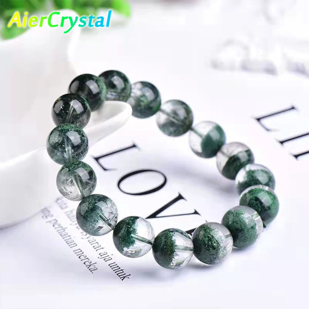 Fashion Green Ghost Stone Mental Healing Yoga Meditation Buddha Bead Charm Bracelet Natural Crystal Women Jewelry Accessories