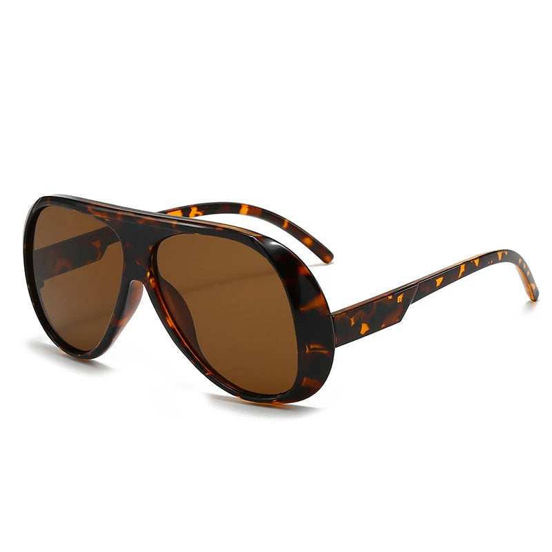 SHAUNA Fashion Oversized Pilot Men Sunglasses Retro Gradient Mirror Shades UV400 Women Sun Glasses Leopard tea