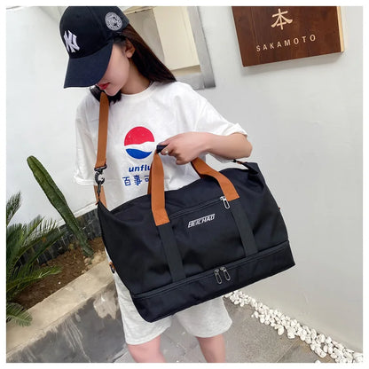 Large Capacity Travel Gym Bag Short-distance Luggage Portable Fitness Bags Shoulder Crossbody Handbags Men's Sports Waterproof B