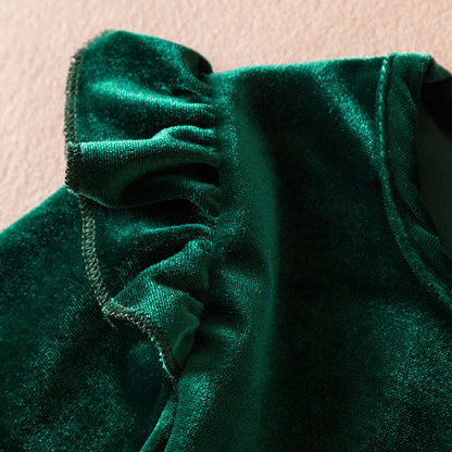 2025 Red Christmas Dress for Baby Girls Winter Long Sleeve Mesh Dresses for 3-8Yrs Kid Star Sequin Birthday Party Princess Dress