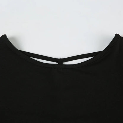 Backless Chic Fashion Skinny Sexy Long Sleeve Short Dress Women Rave Baddie Clubwear Black Solid Party Dresses