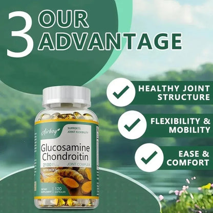 Glucosamine Chondroitin MSM - Joint Support Supplement for Men and Women, Triple Strength Vitamin - Relieve Joint Discomfort