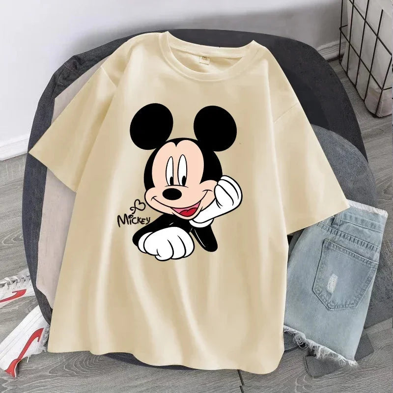 Women's T-shirt Cartoon Streetwear Mickey Mouse Women Tee Korean Loose Short Sleeve T Shirt Summer Y2k Clothes Tops Badiee Stylez