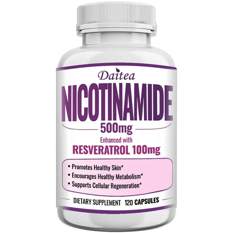 Niacinamide Vitamin B3 Capsules - Supports Brain Function and Heart Health, Boosts Energy Production, and Enhances Immunity 120count -1 bottle