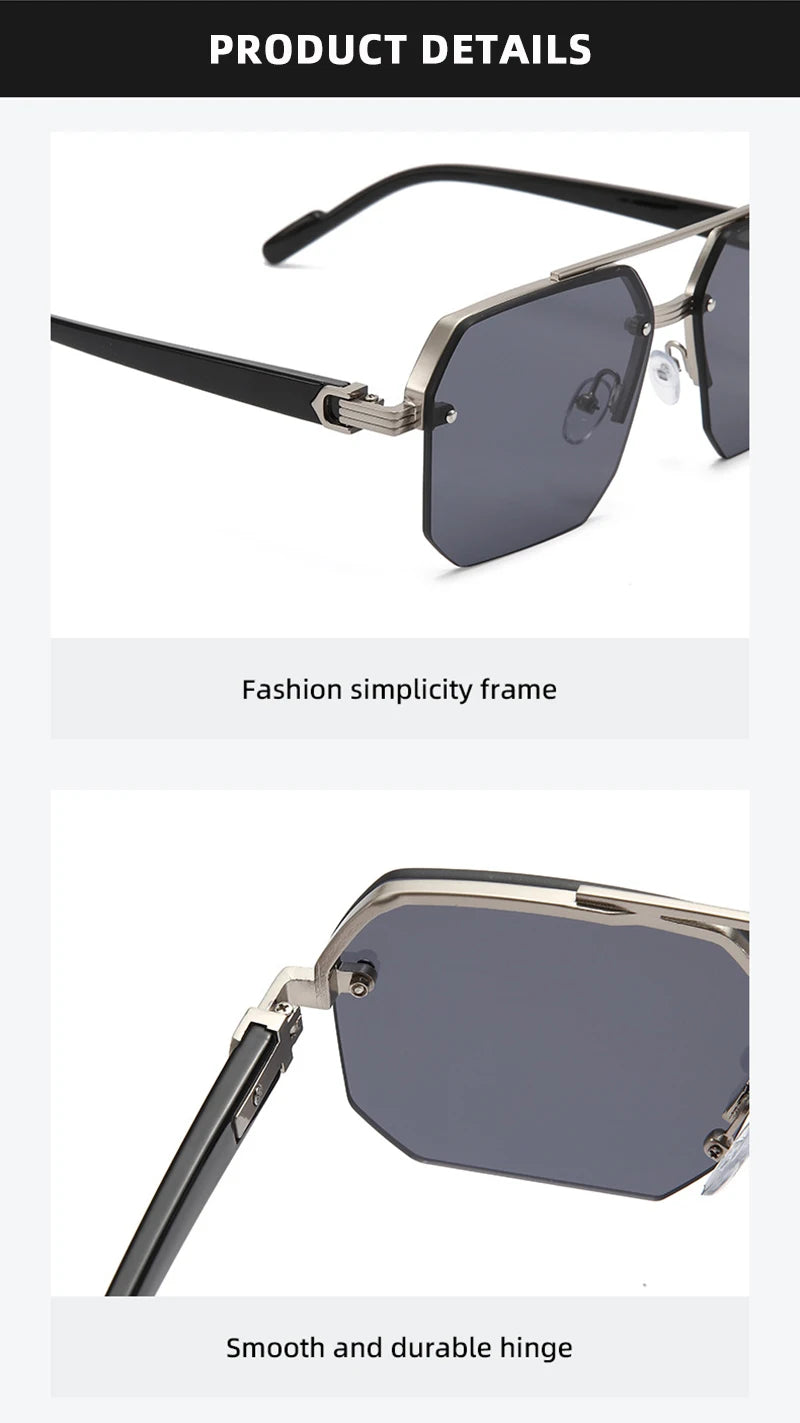 Fashion Half Frame Sunglasses Men Women Classic Big Business Sun Glasses Male Trendy Driving Shades