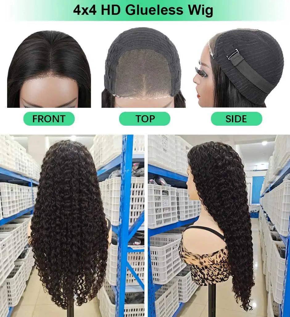 Water Wave Glueless Wig Pre-Cut Lace Wig 180% Pre-Plucked Natural Wave Wear Go Glueless Curly Human Hair Wigs For Women Badiee Stylez