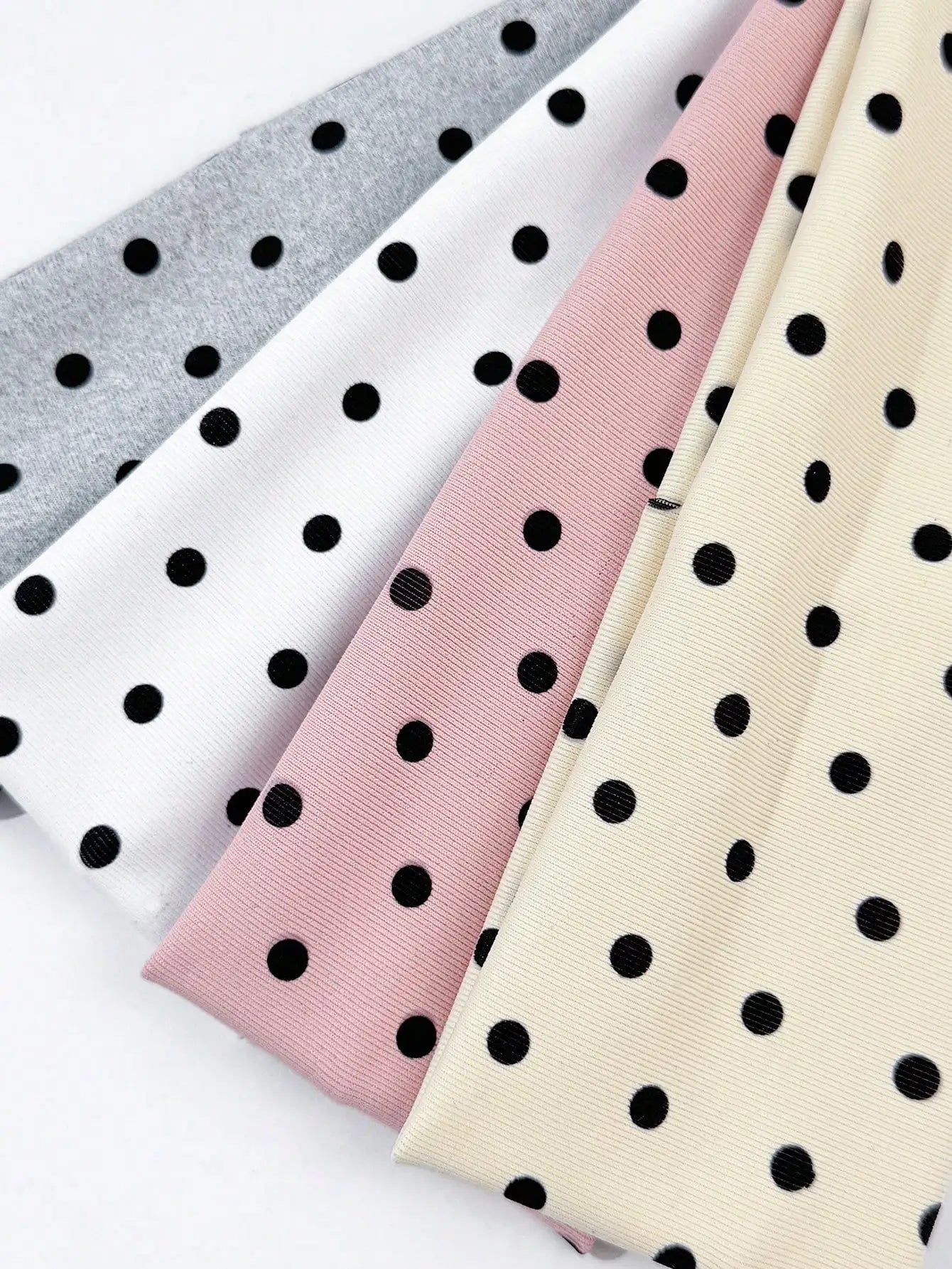 4pcs/set Ladies Polka Dot Print Wide-Edge Elastic Hair Band Face Makeup Sports Headband Stylish Hair Accessory for Women