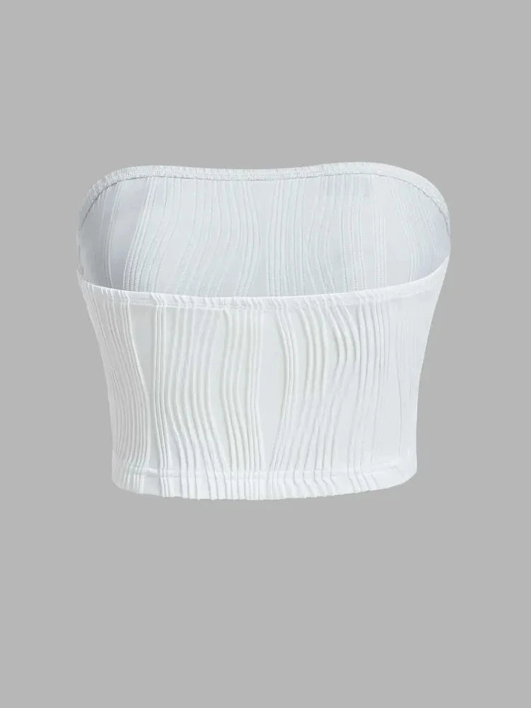 Sexy Rib Knit Strapless Crop Tube Top Women Summer Y2K Clothes Sleeveless Off The Shoulder Tank Top Streetwear Club Party 2024