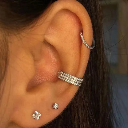 G23 Titanium Side Prong Set Half Circle Cubic Hinged segment Zircon Nose Cilcker Conch Piercing 6/8/10/11/12mm Hoops