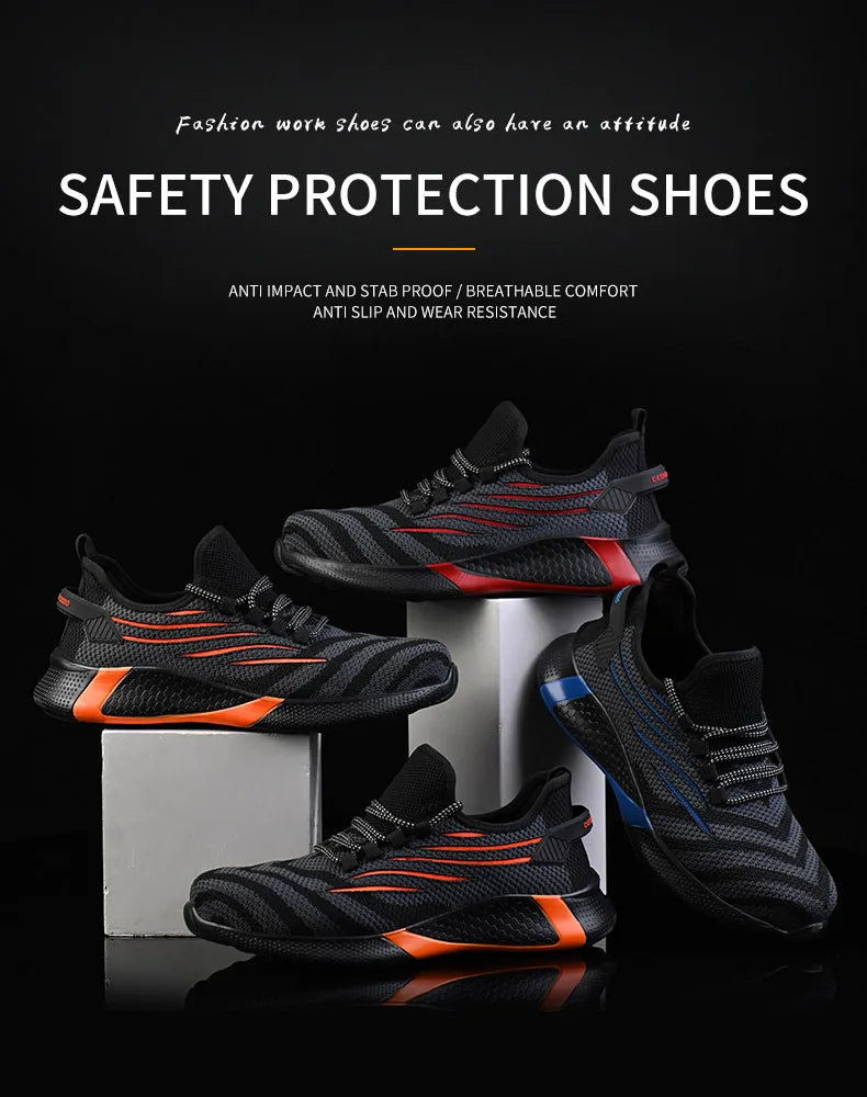 Men Work Safety Shoes Anti-puncture Working Sneakers Male Indestructible Work Shoes Men Boots Lightweight Men Shoes Safety Boots - Badiee Stylez