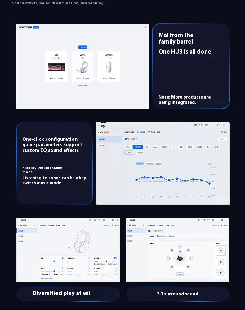 MCHOSE V9 pro Wireless Bluetooth Headset Low Delay Three Mode Microphone Noise Reduction Dynamic Sound for Office And Gaming Badiee Stylez