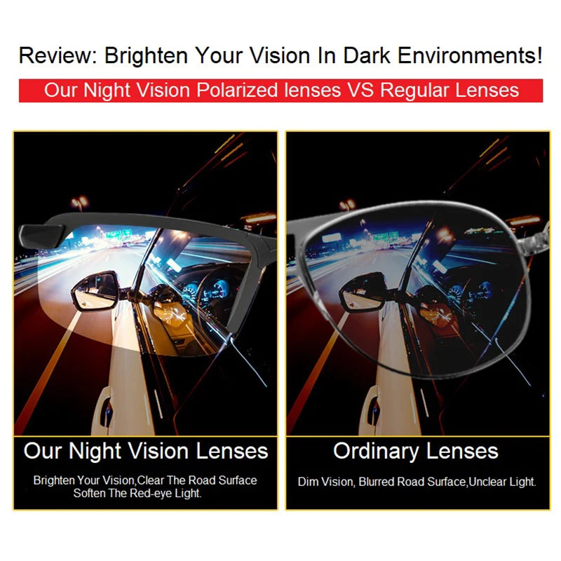 1/2PCS Night Vision Glasses Men Anti-Glare Driving Goggle Half Frame Polarized Sunglasses for Driver UV400 Day and Night Glasses Badiee Stylez