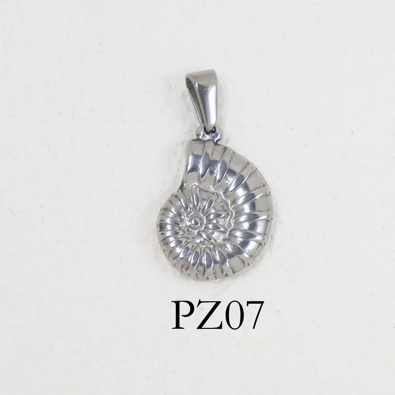 RHYSONG Geometric Stainless Steel 18K Gold Plated Snake Cross Palm Conch Mushroom Pistol Pendant For Women Diy Findings Jewelry 07-SV