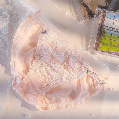 Japanese-Style Soft Girl Thin Transparent Pink Lolita Lolita Loli Lace Cute Sexy Underwear Fat style 2 1pc