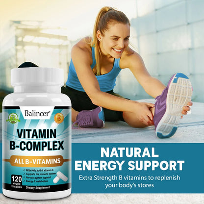Vitamin B Complex - Supplement to support immune system, nerve health, energy and metabolism, mood support