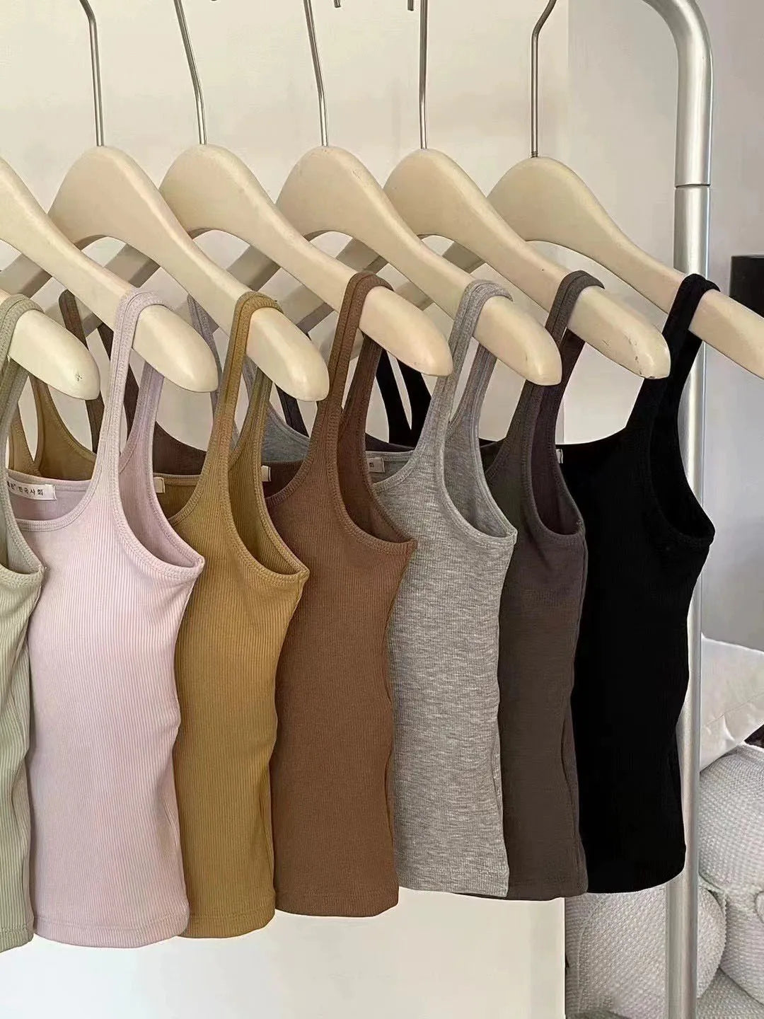 New Sle Sl Strapl Vest Women's Summer Slimming Square Collar Base irt Beautiful Ba Top Nylon Cotton Spandex