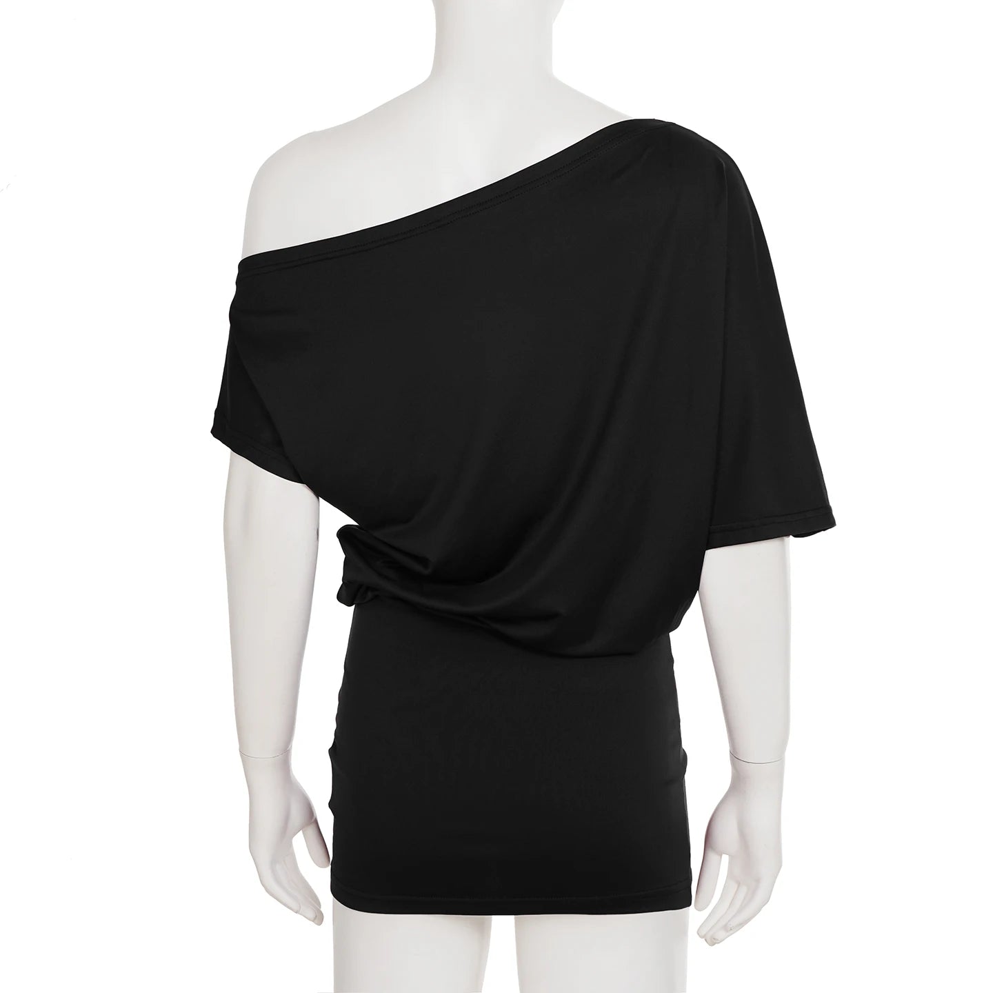 SUCHCUTE Bat Sleeve Wrap Dress Women One-Shoulder Solid Backless Bodycon Dress Evening Party Club Dress Y2K Sexy Outfits Summer