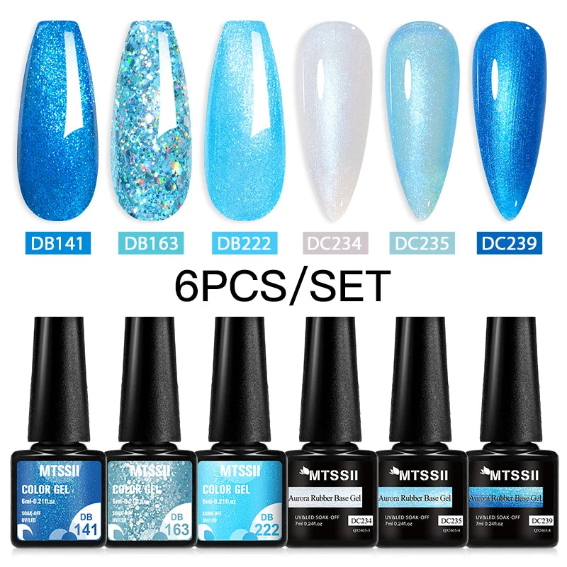 6PCS/SET Glitter Bright Pink Peach Gel Nail Polish Kit Spring Colorful Semi Permanent Soak Off Art UV Gel Varnish For Manicure ZH23590