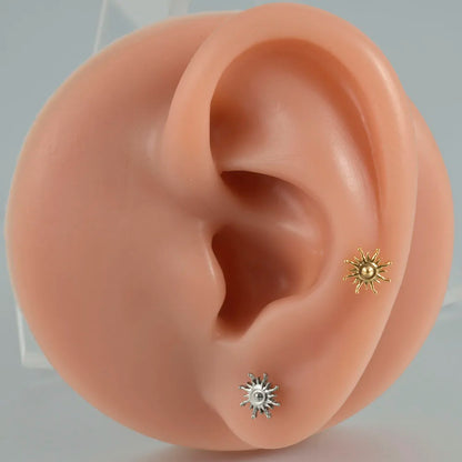 ASTM F136 Solid Titanium Internally Threaded Cross Cz Cartilage Earrings Stud Helix Tragus Lobe Piercing Labret Lip Ring Jewelry