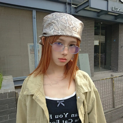 Headwear Y2K Snake Print Hair Scarf Soft Hip Hop Serpentine Hair Band Square Turban Snake Punk Bandana Streetwear