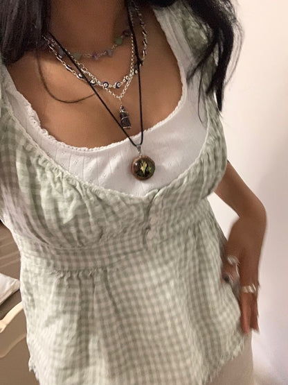 Womens Y2k Fairy Grunge Shirts Square Neck Short Sleeve Lace Patchwork Crop Top Vintage Aesthetic Clothes