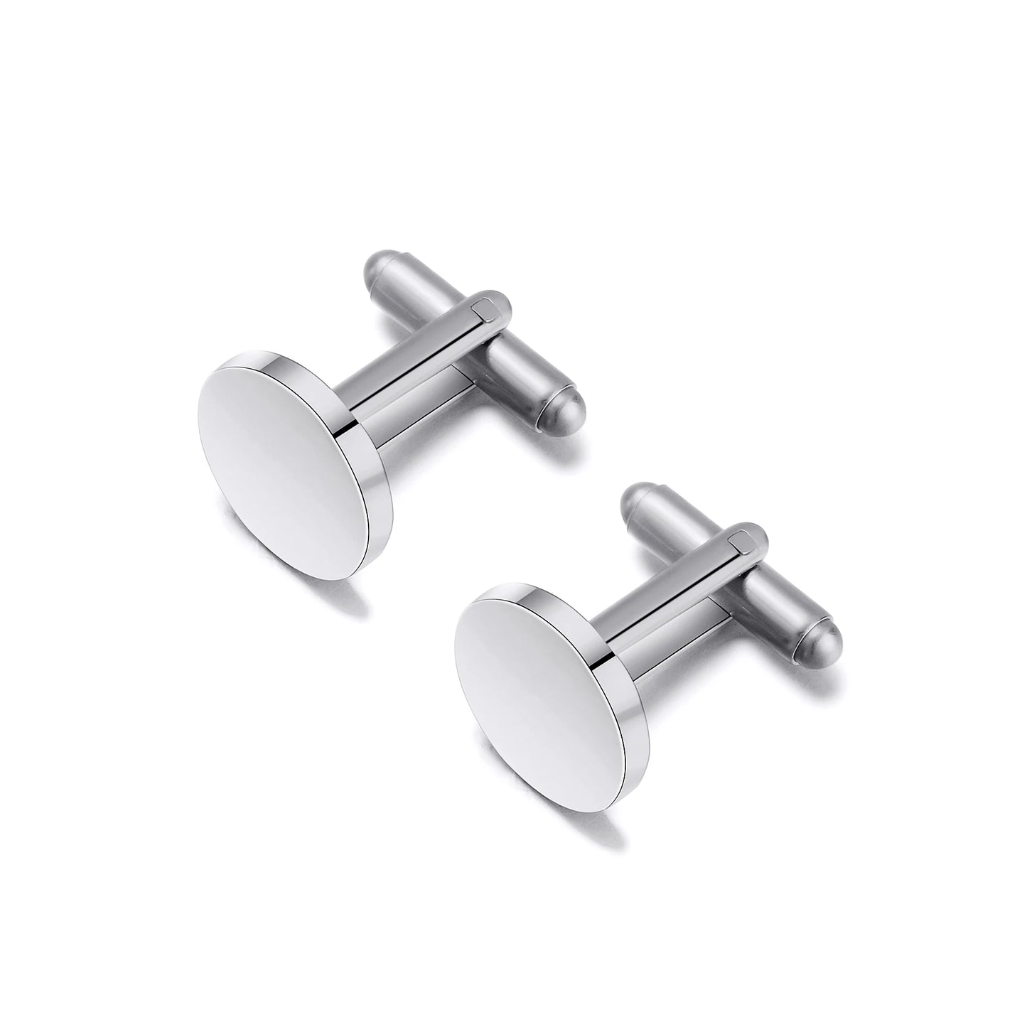 Custom Engraved Round Cufflinks & Tie Clip Set Stainless Steel Anniversary Wedding Birthday Groomsmen Gift for Father Husband Badiee Stylez