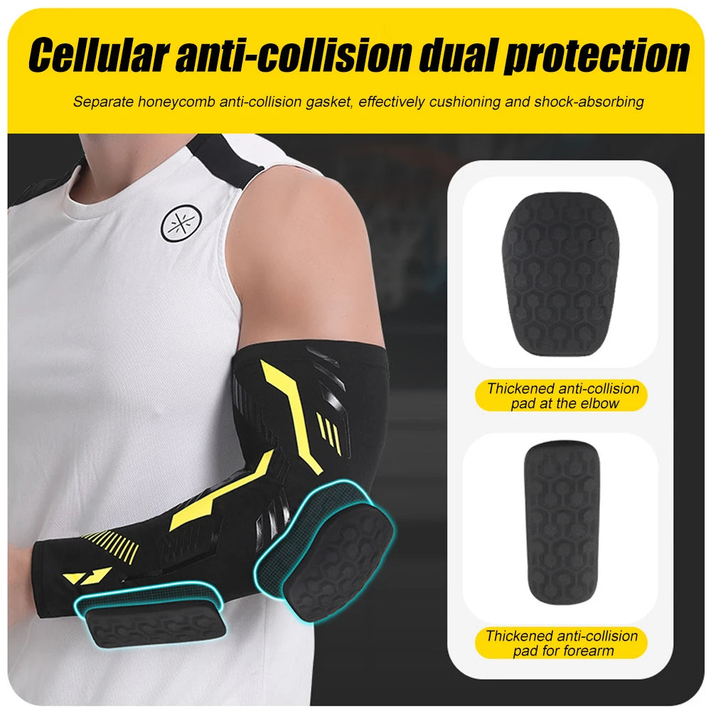Anti-collision Arm Sleeve Protective Compression with Elbow Honeycomb Pad for Youth & Adult Sport Basketball Football Volleyball