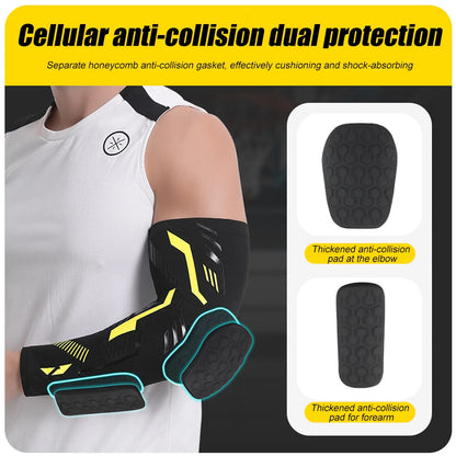 Anti-collision Arm Sleeve Protective Compression with Elbow Honeycomb Pad for Youth & Adult Sport Basketball Football Volleyball