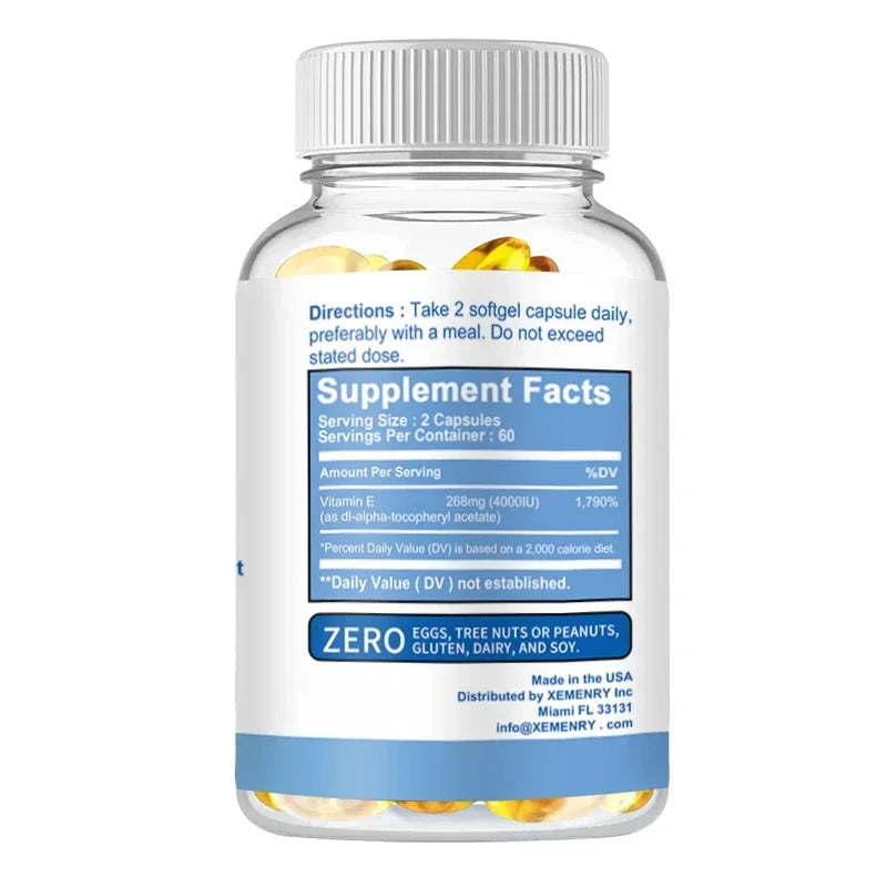 Vitamin E Capsules- Brightens Skin, Tightens Skin, Reduce Wrinkles, Anti-aging, Antioxidant