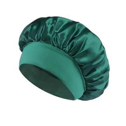 Women Satin Bonnet Hair Bonnet for Sleeping Hair Care Silk Bonnets Solid Wide-brimmed Sleeping Hat with Elastic Soft Band Badiee Stylez