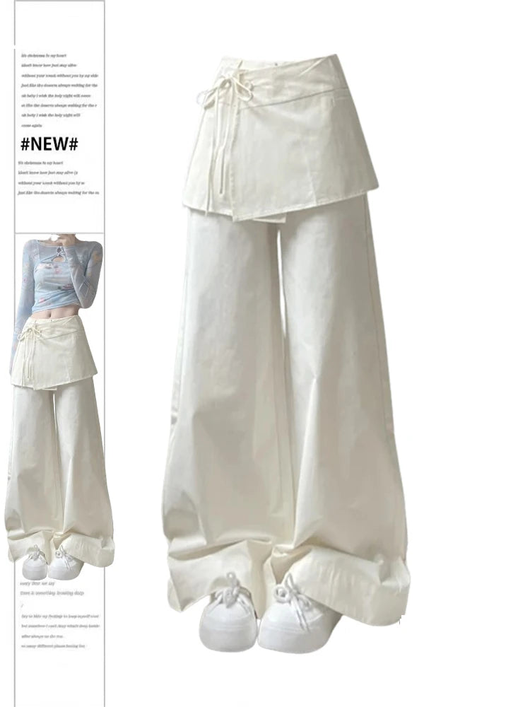 Women's Off White Pants Harajuku Streetwear Oversize Parachute Pants Y2k Retro 2000s Aesthetic Vintage Trousers Fashion Clothes Badiee Stylez