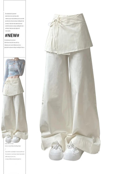 Women's Off White Pants Harajuku Streetwear Oversize Parachute Pants Y2k Retro 2000s Aesthetic Vintage Trousers Fashion Clothes Badiee Stylez