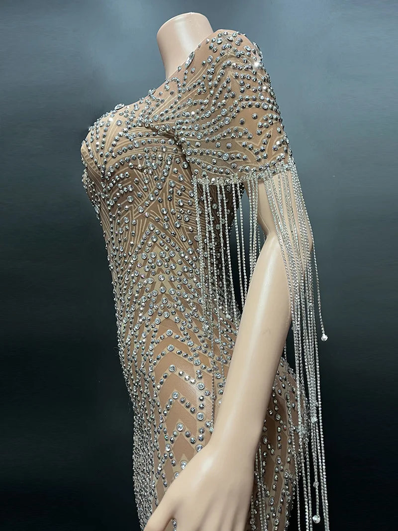 Luxury Crystal Mermaid Evening Gown for Women Sexy Long Ball Dress Wedding Party Ladies Birthday Photoshoot Elegant Eveningwear