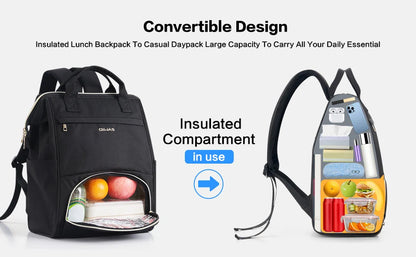 OIWAS Lunch Backpack for Women 15.6 inch Laptop Backpack Insulated Cooler Backpack with USB Port Men Travel Work Picnics Hiking