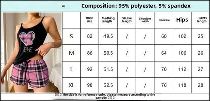Women Sexy Suspender Shorts Thin Pajamas Letter Print Plaid Shorts Large Pajamas Romantic Home Wear Sexy Nightwear Short Pajama Badiee Stylez