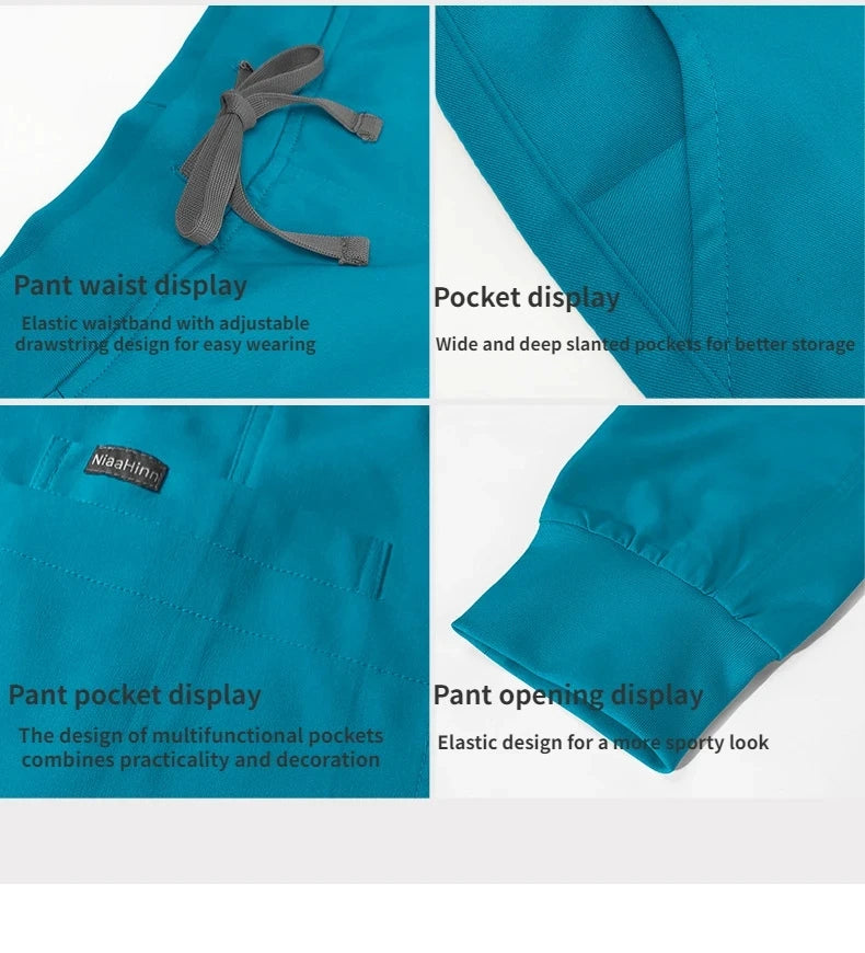 Men Scrubs Suit Plug Size Medical Uniforms V Neck Scrub Top Short Sleeve Pure Cotton Medical Pants Loose Nursing Workwear Doctor Badiee Stylez